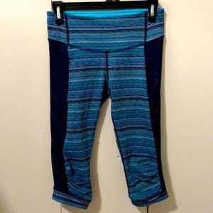 Lululemon Blue, Teal & Black Crop Exercise Pants